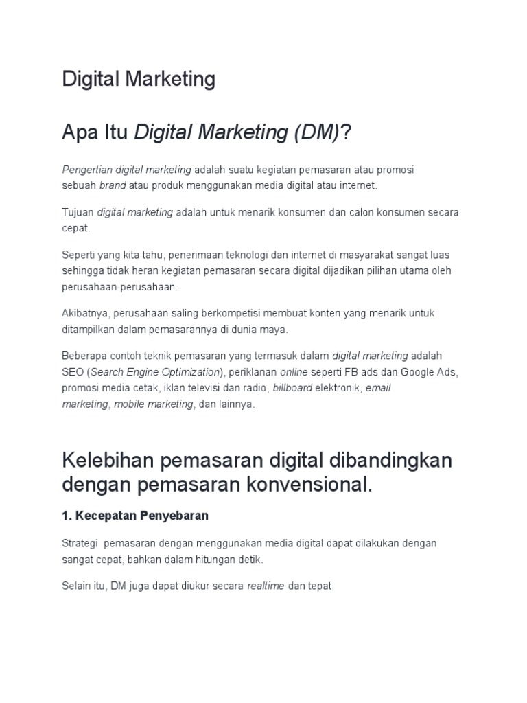 Memahami dan Menguasai Digital Marketing di Era Digital