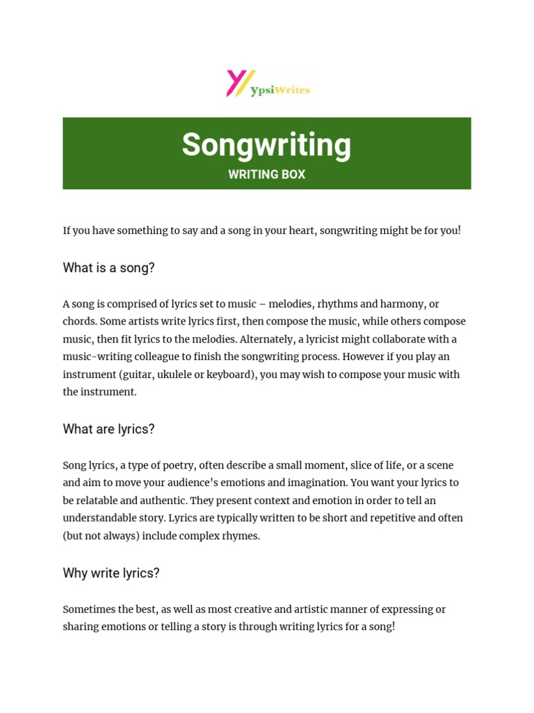Songwriting Download Free Pdf Song Structure Rhyme