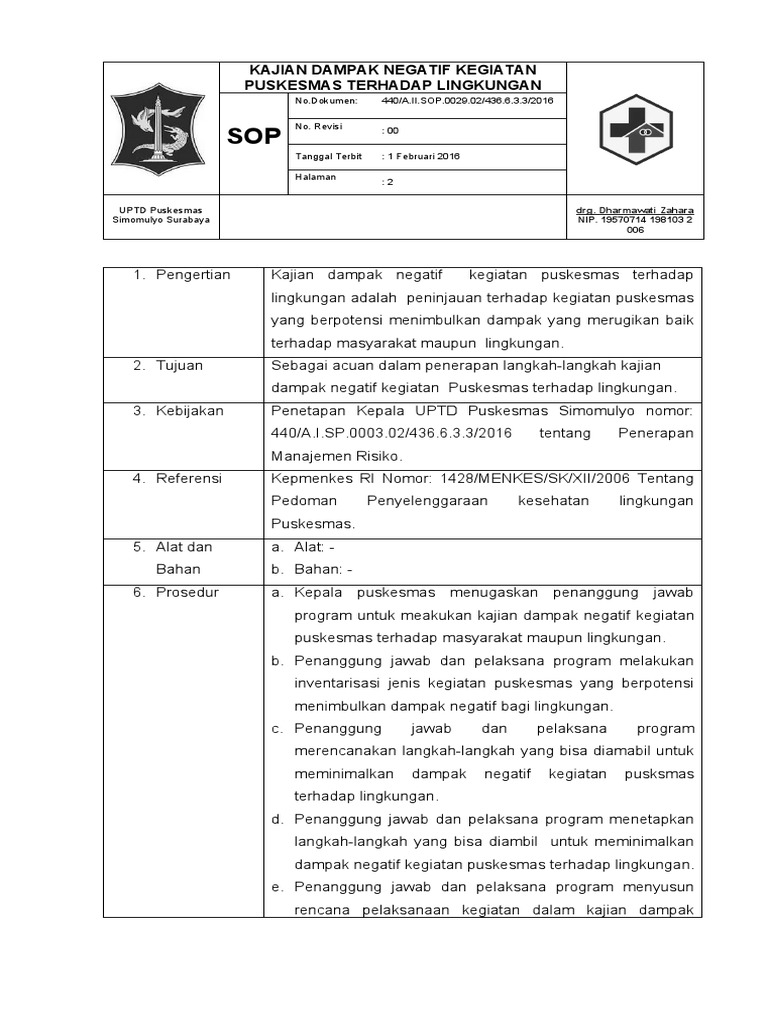 2 3 13 1 kajian dampak negatif kegiatan puskesmas terhadap lingkungan pdf