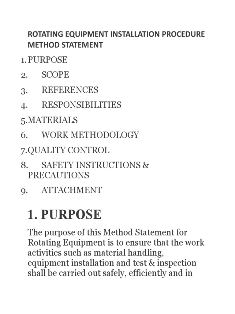 Rotating Equipment Installation Procedure Method Statement PDF Pump