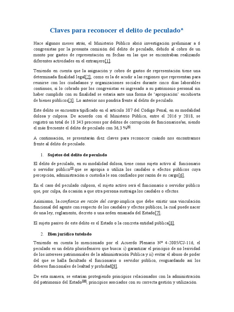 Claves para Reconocer El Delito de Peculado | PDF | Bienes | Derecho penal