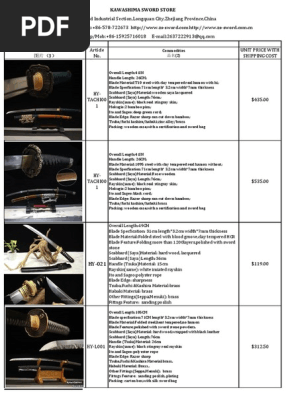 Handed Samurai Katana Sword Catalogue