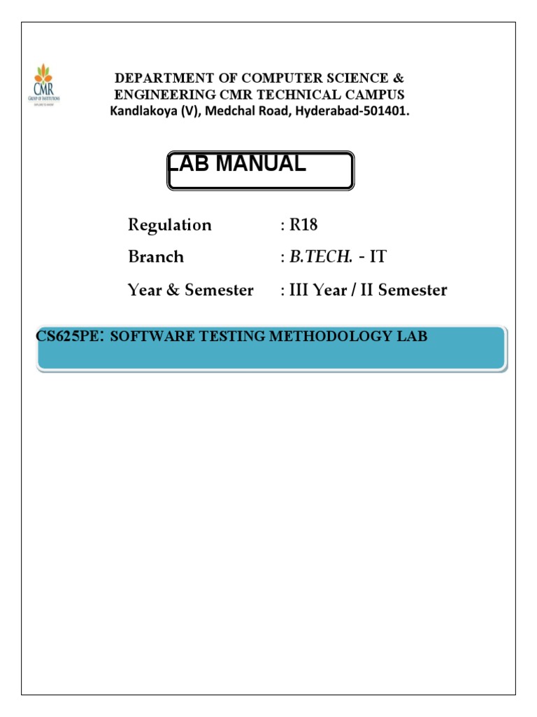 Software Testing Methodologies Lab Manual | PDF | Databases | Graphical ...