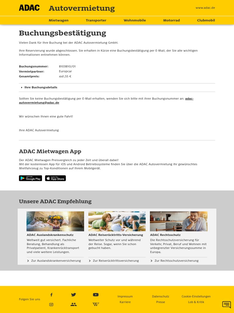 Buchungsbestätigung | PDF