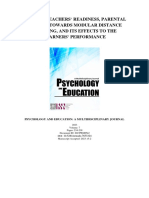 Primary Teachers' Readiness, Parental Support Towards Modular Distance Learning, and Its Effects To The Learners' Performance