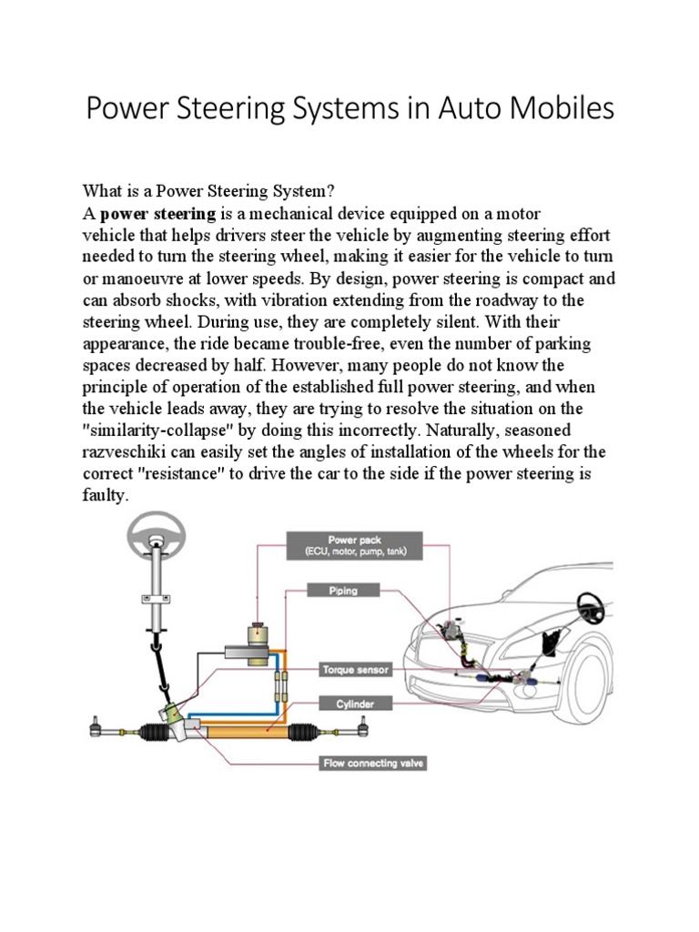Power Steering Systems in Auto Mobiles | PDF | Steering | Mechanical ...