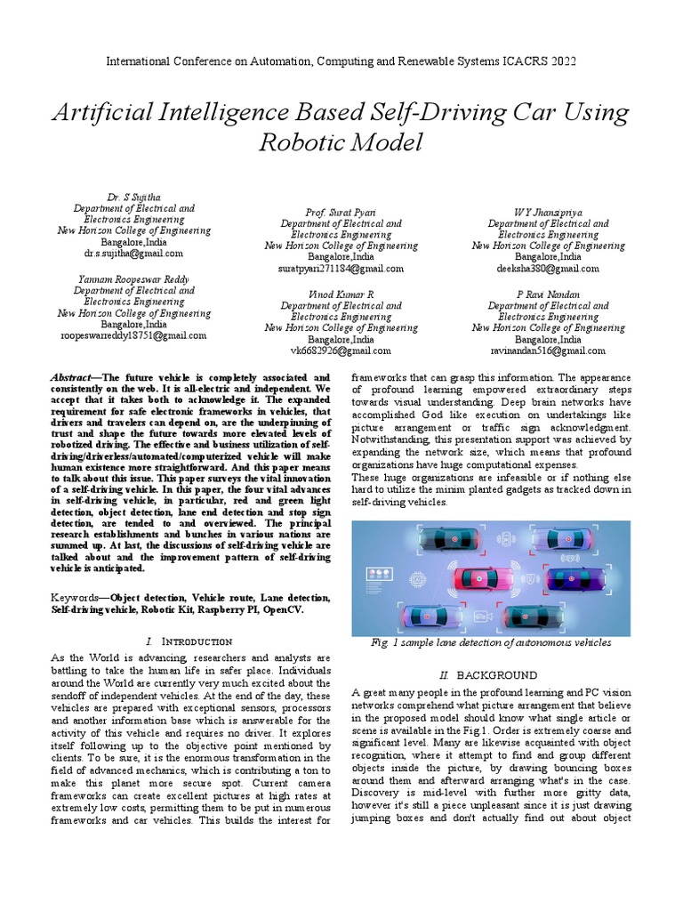Self-Driving Car | PDF | Raspberry Pi | Image Segmentation