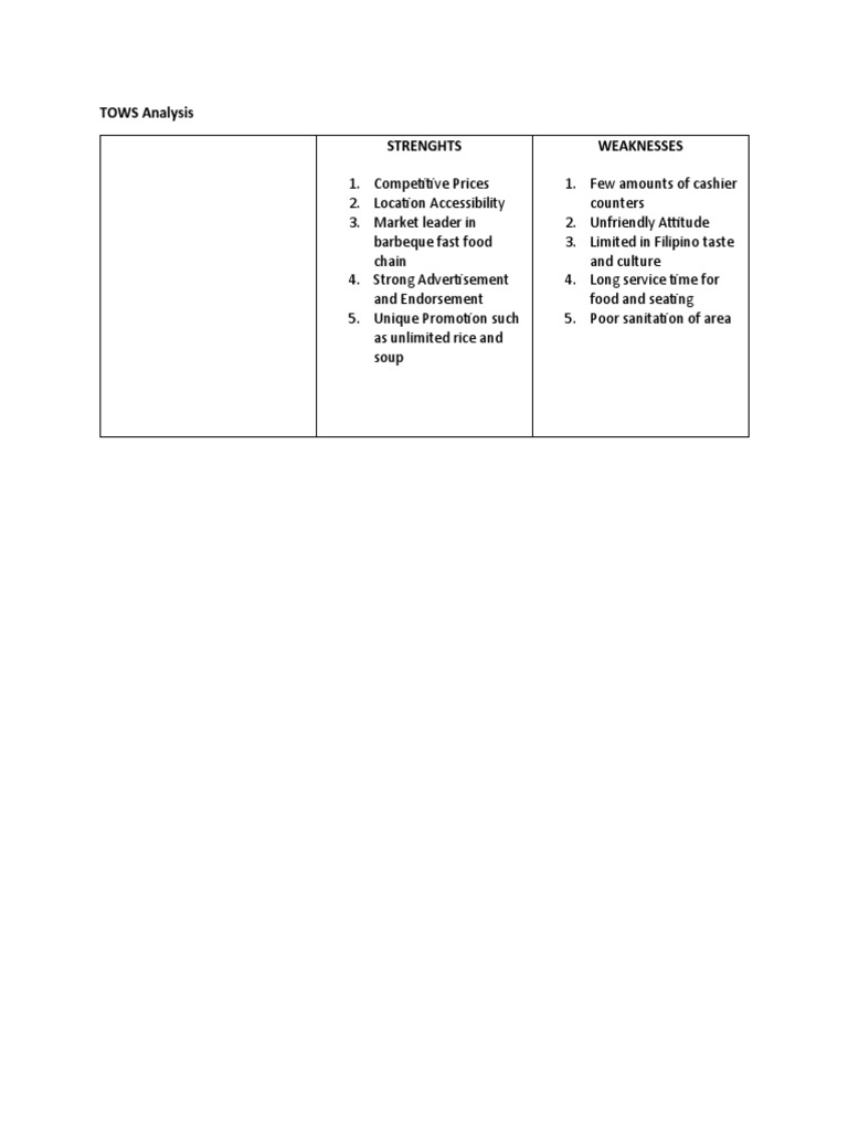 Tows Analysis Pdf Business Process Business Economics