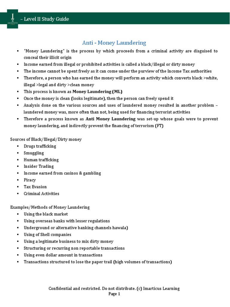 AML KYC Notes | PDF | Money Laundering | Terrorism Financing