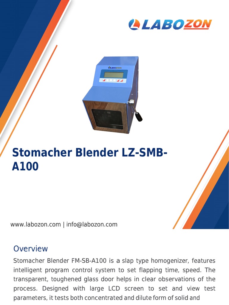 Stomacher Blender | PDF | Sterilization (Microbiology) | Physical Sciences