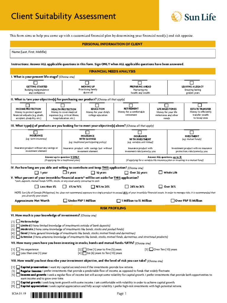 Client Suitability Assessment | PDF | Business