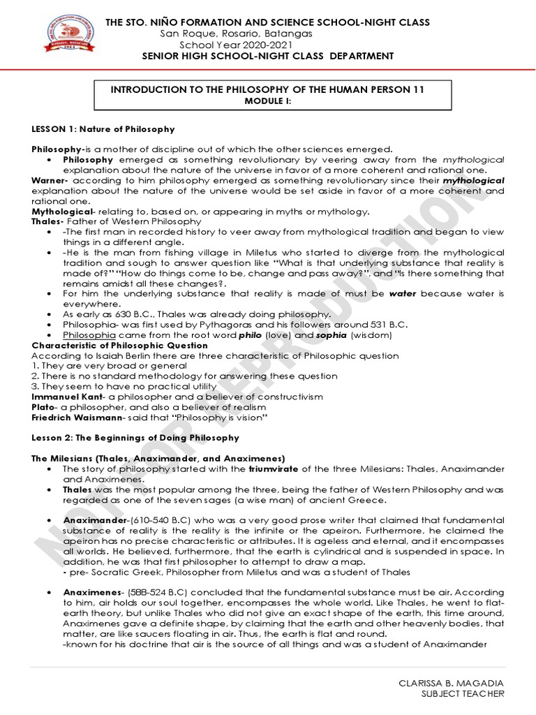 Module 1 1st Q Philosophy Pdf Reductionism Philosophical Theories