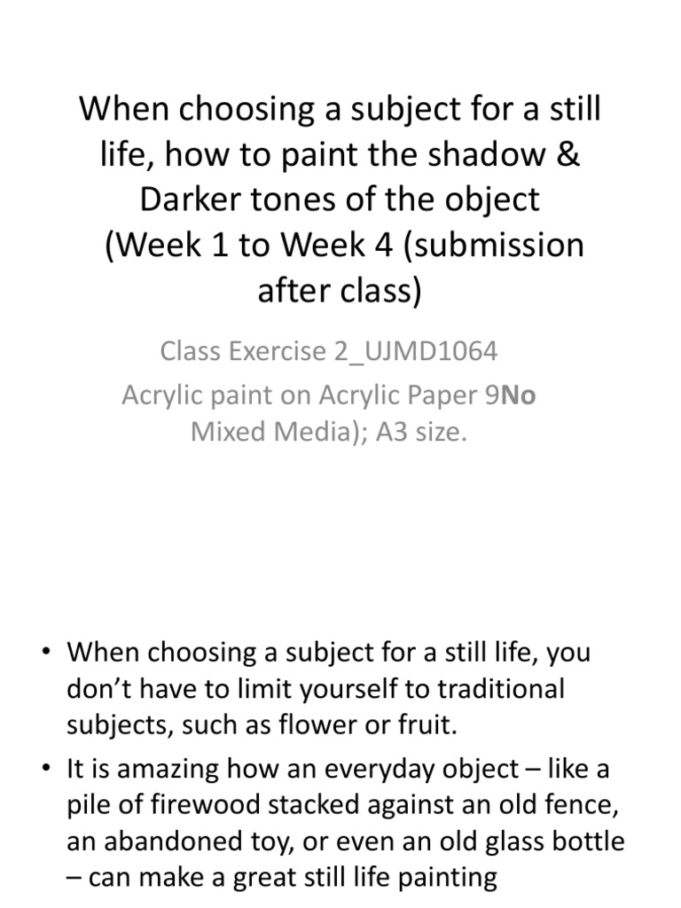 Class exercise 2 follow the steps when choosing a subject for a
