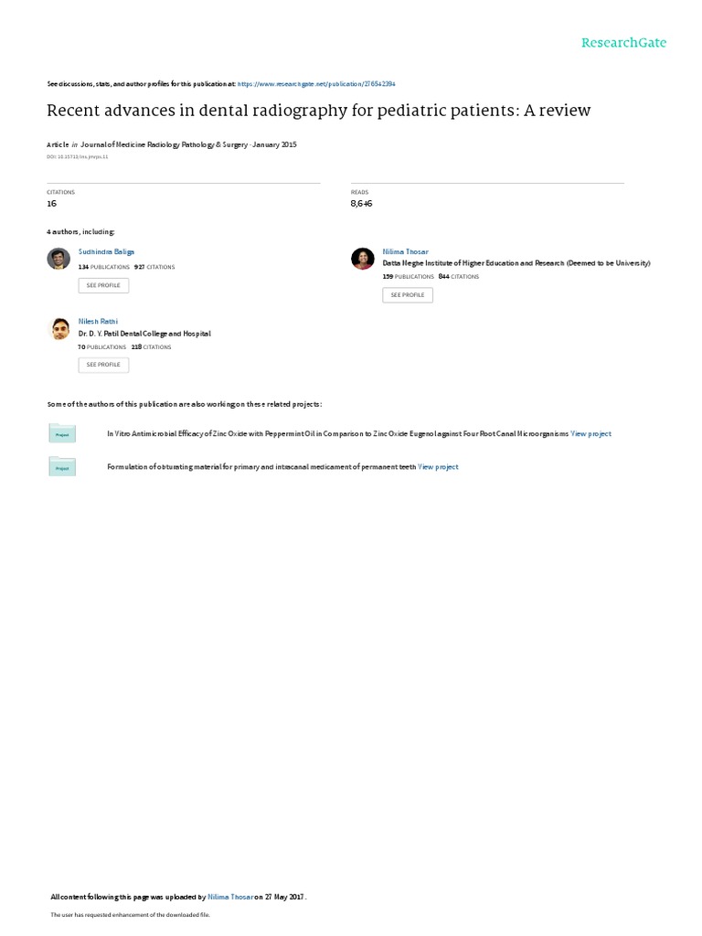 Recent Advances in Dental Radiography | PDF | Ct Scan | Radiography