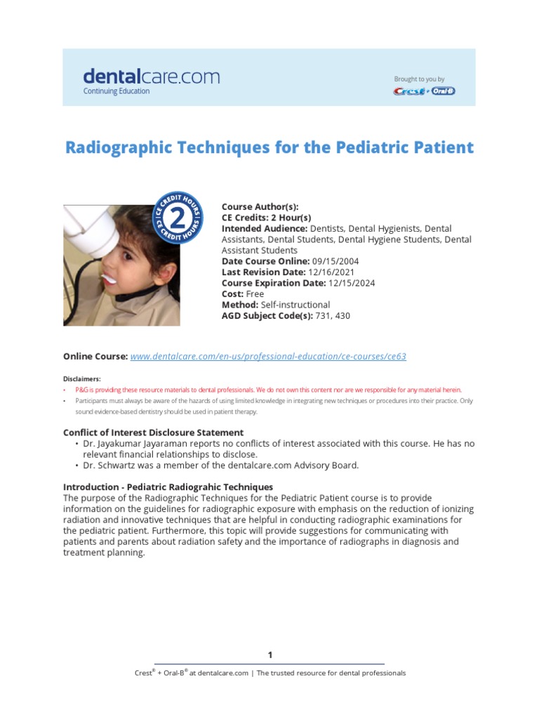 Radiation Dose Radiography PDF Dentistry Radiography
