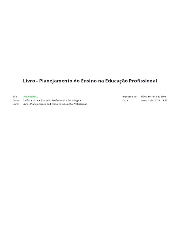 Livro - Planejamento Do Ensino Na Educação Profissional | PDF ...