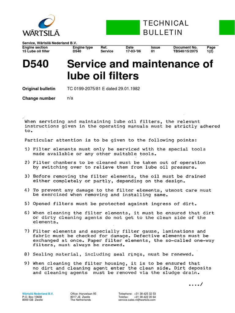 D540 Lube Oil Filter Maintenance Guide | PDF | Justice | Crime & Violence