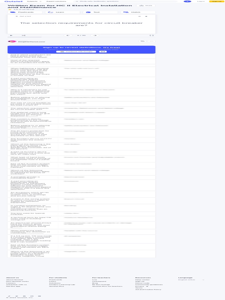 Written Exam For NC II Electrical Installation and Maintenance