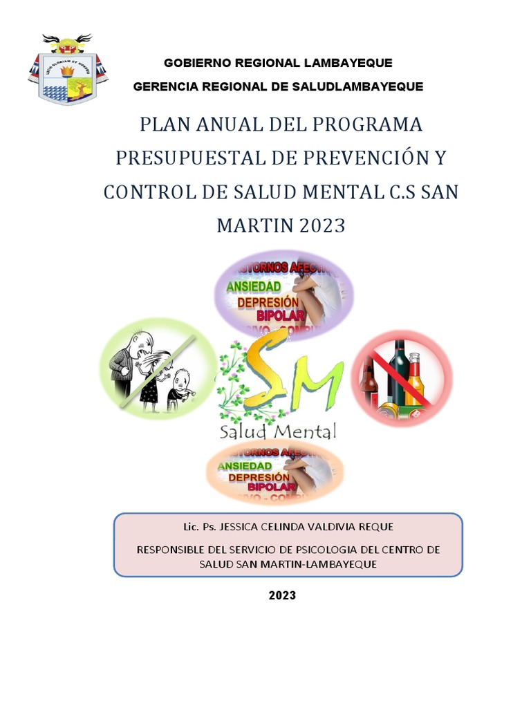 Plan Anual de Salud Mental 2023 Lambayeque | PDF | Salud mental ...