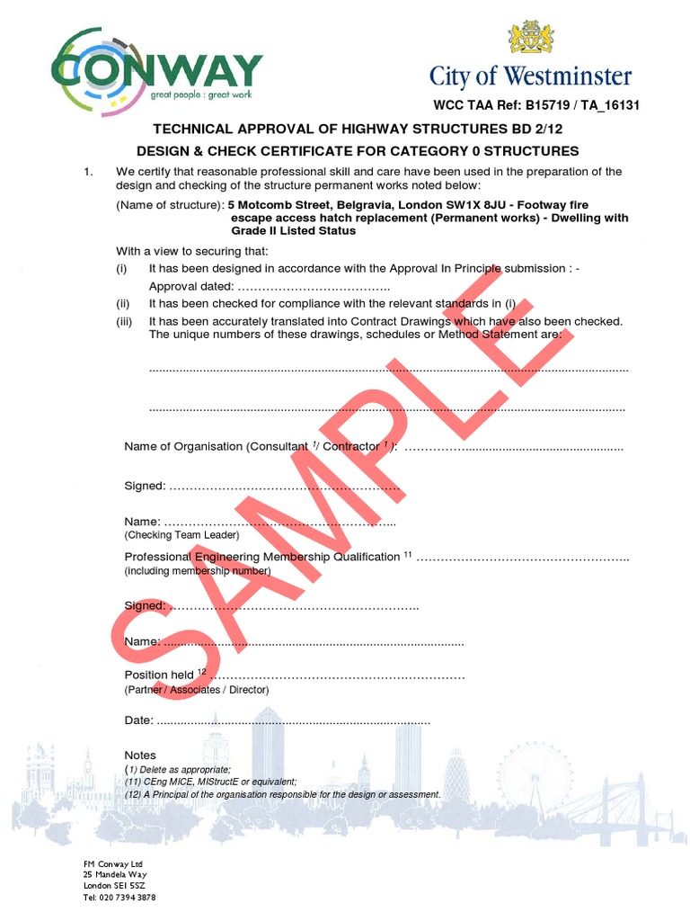 WCC CAT 0 Design Check Cert | PDF | Business | Engineering