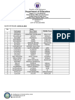 List and Attendance Sheet Fourth Quarter