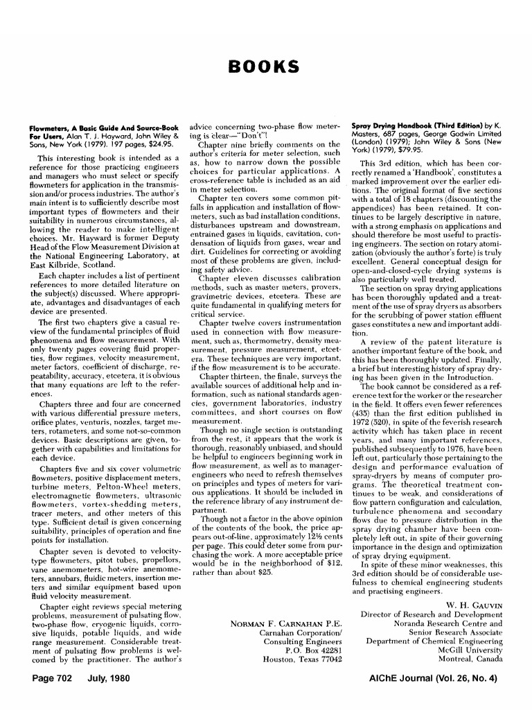 Spray Drying Handbook Third Edition by K Masters 687 Pages