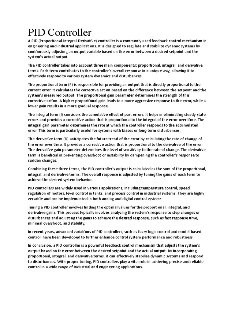 PID Controller | PDF | Control Theory | Control System