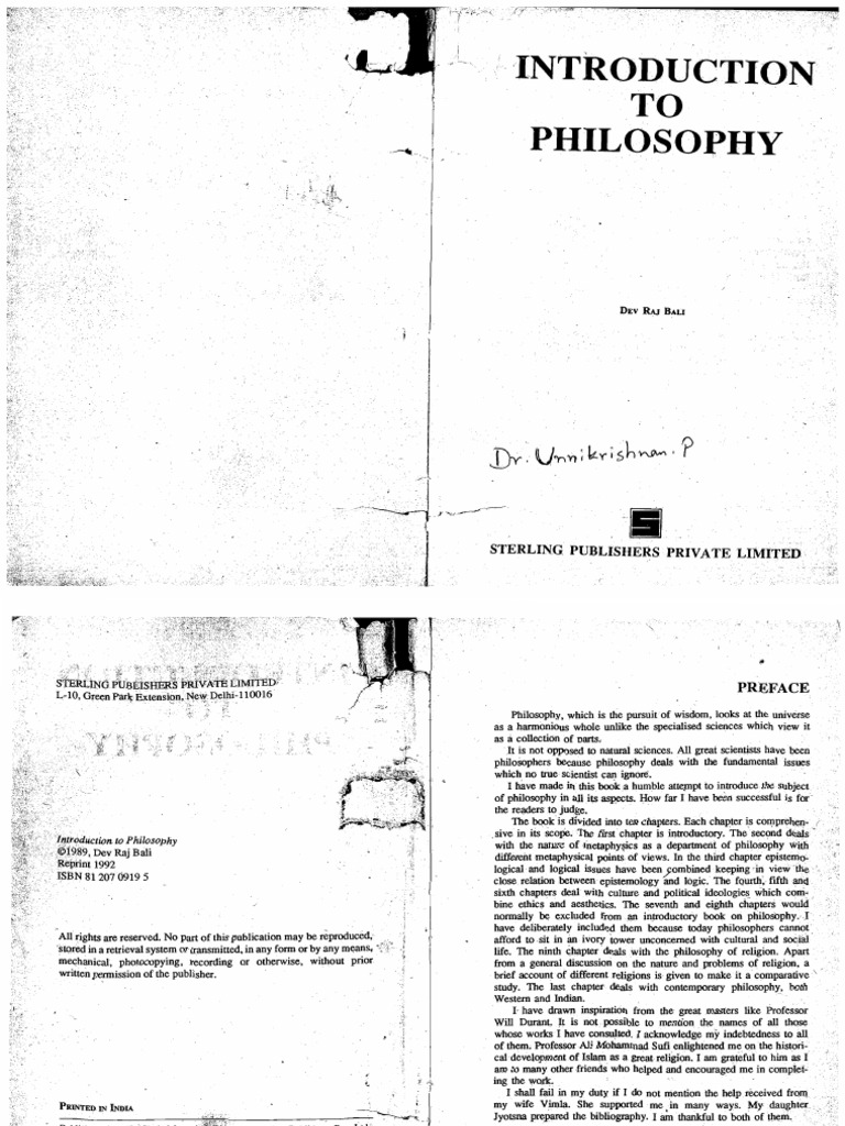 Introduction to philosophy dev raj bali pdf