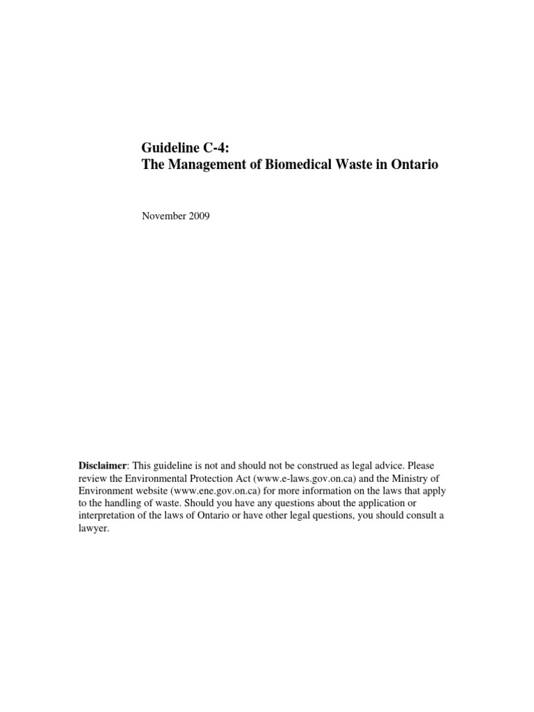 Ontario Biomedical Waste Management Guide | PDF | Waste | Incineration