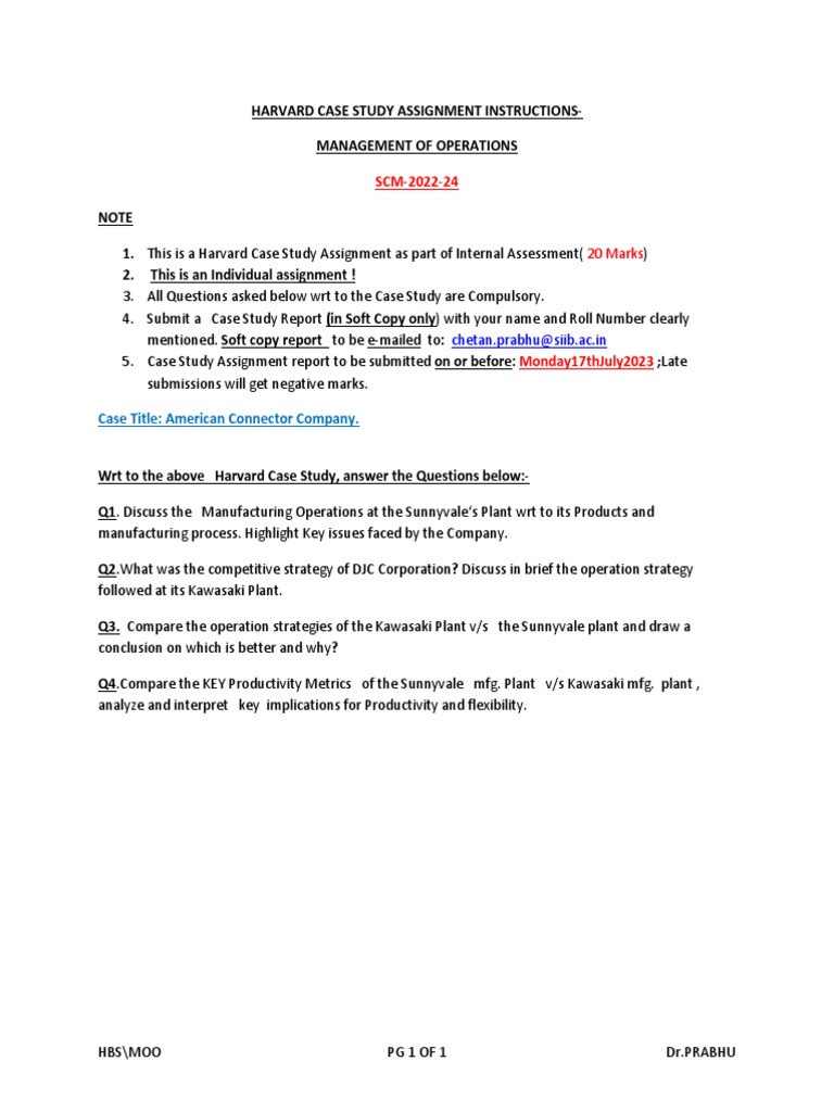 MOO - HBS-Case Study-Assignment-Dr - Prabhu-06July23 | PDF | Finance ...