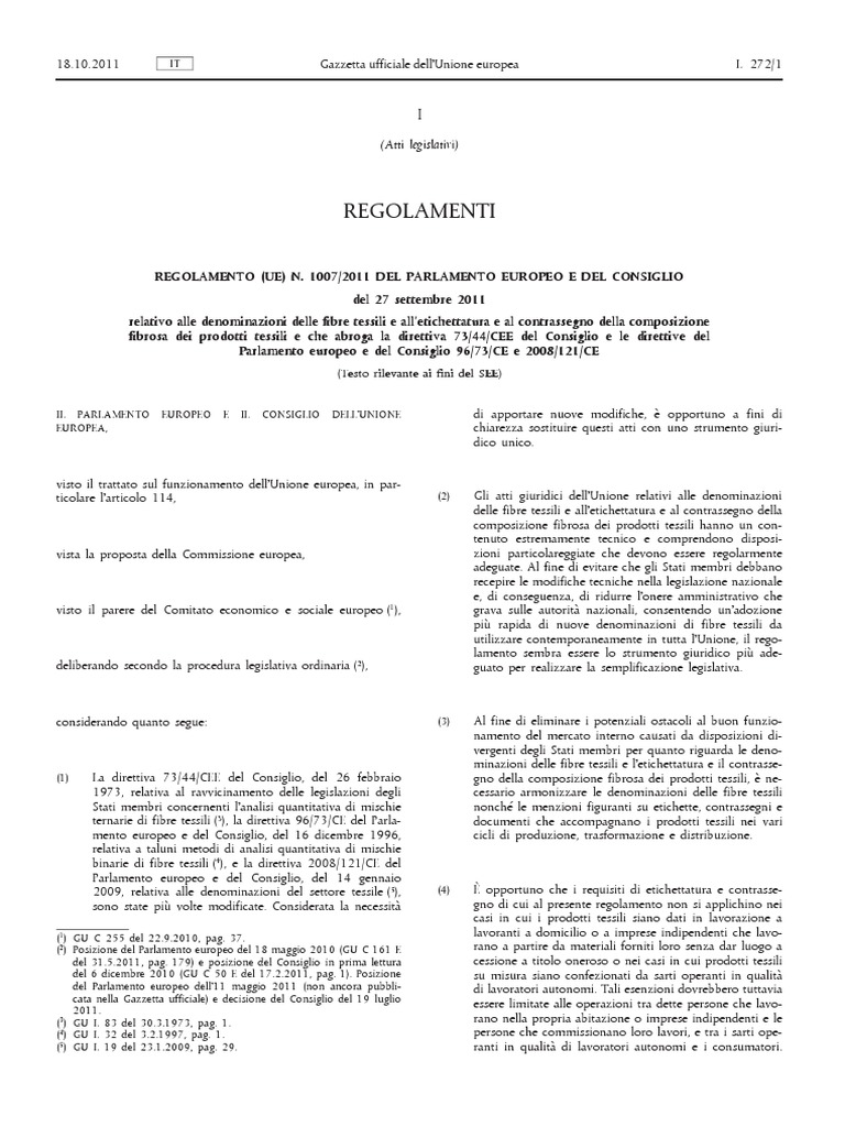 Reg 1007 - 2011 Italiano | PDF