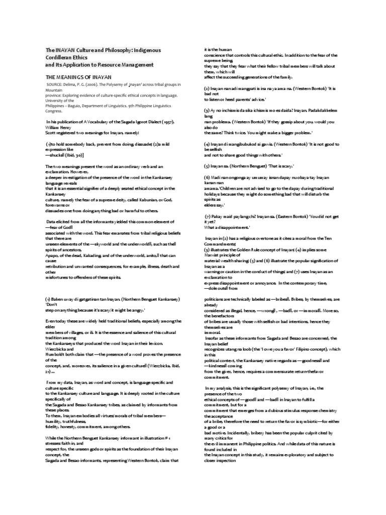 Understanding Inayan in Kankanaey Culture | PDF | Cognitive Science