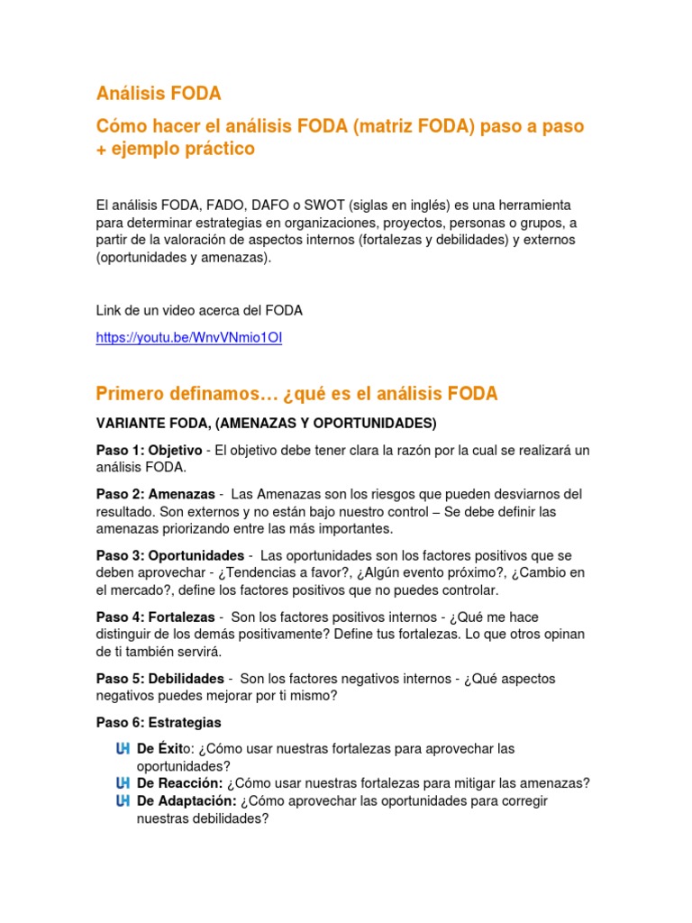 Guía Completa de Análisis FODA | PDF | Análisis FODA | Economias