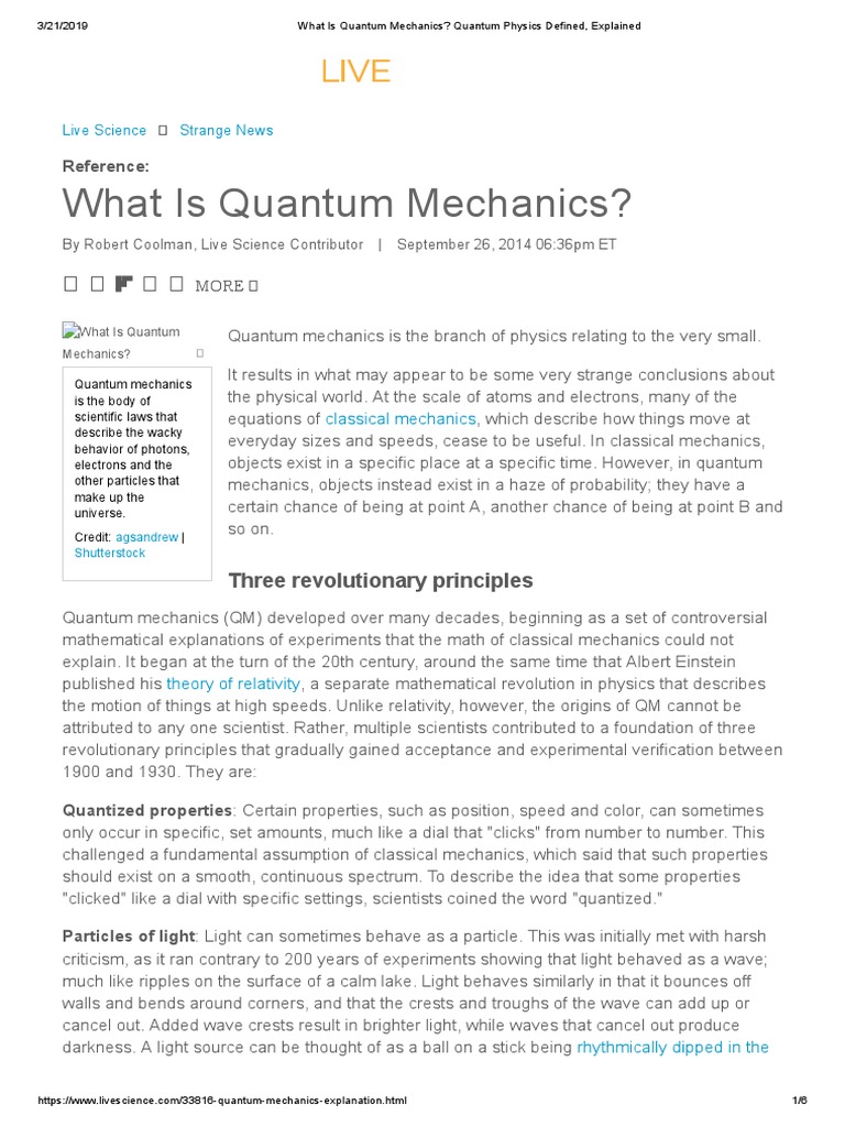 Introduction to Quantum Mechanics | PDF | Quantum Mechanics | Quantum ...