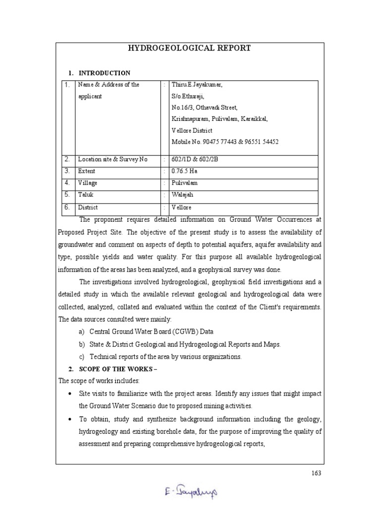 Hydrogeological Survey Report for Vellore | PDF | Hydrogeology | Porosity