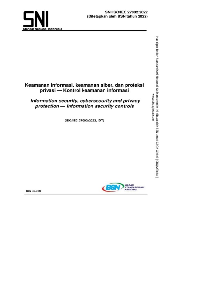 Sni Iso - Iec 27002 - 2022 | PDF