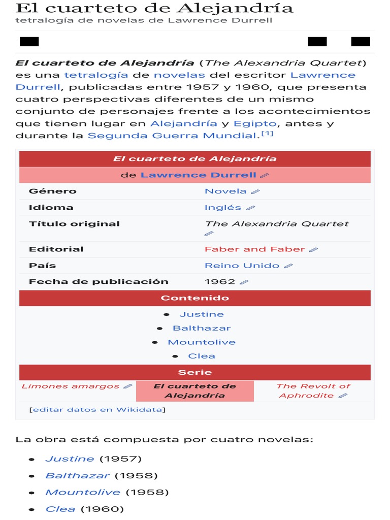 El cuarteto de Alejandría Wikipedia, la enciclo… PDF