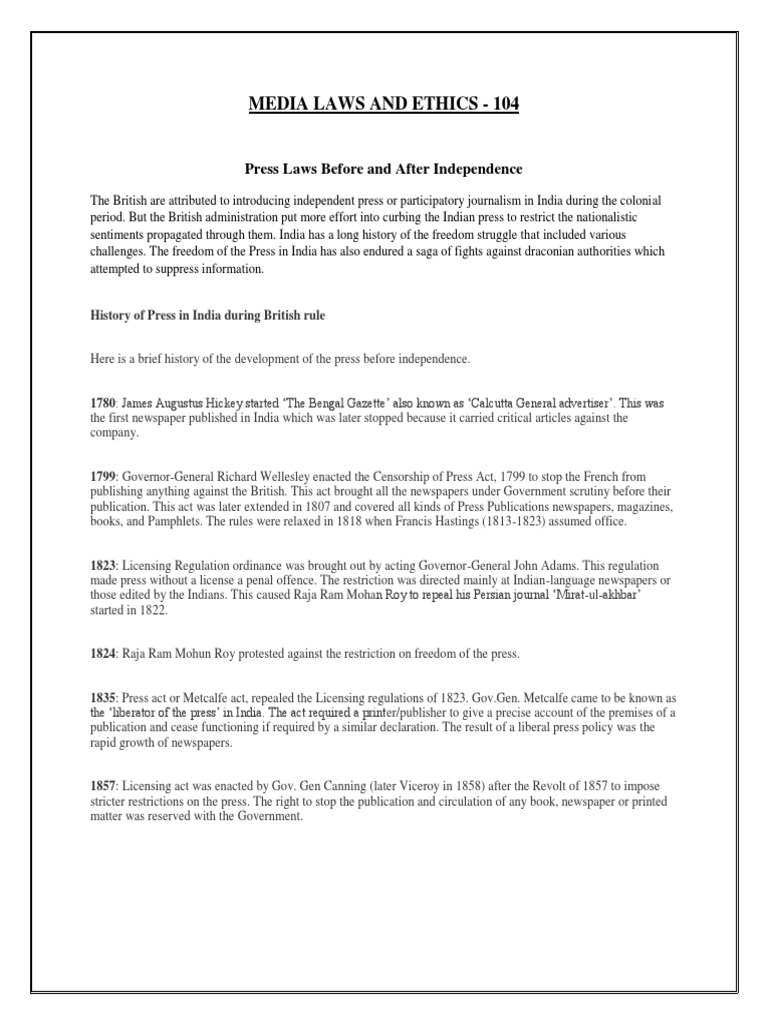 MLE Press Laws PDF Freedom Of The Press Newspapers