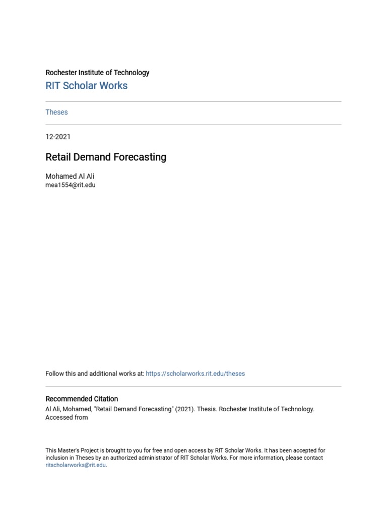 Retail Demand Forecasting Analysis | PDF | Autoregressive Integrated ...
