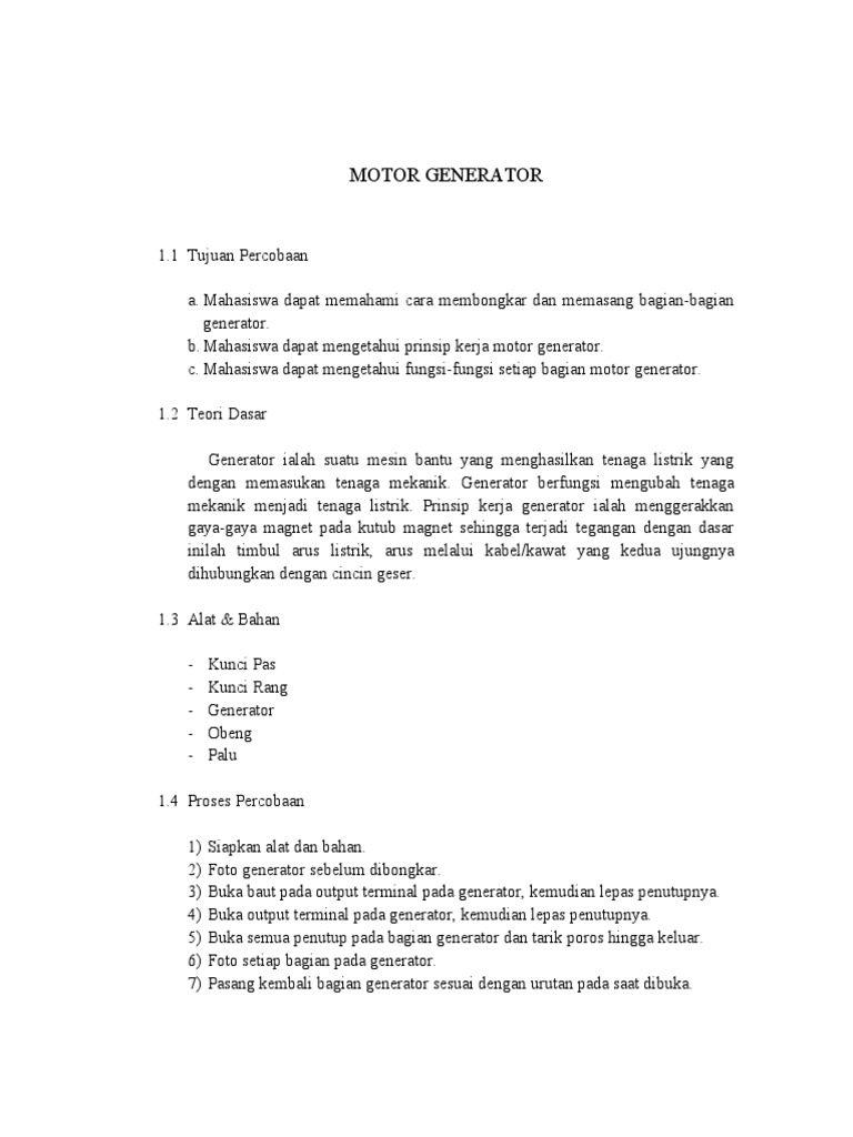 Prinsip dan Fungsi Motor Generator | PDF | Komputer