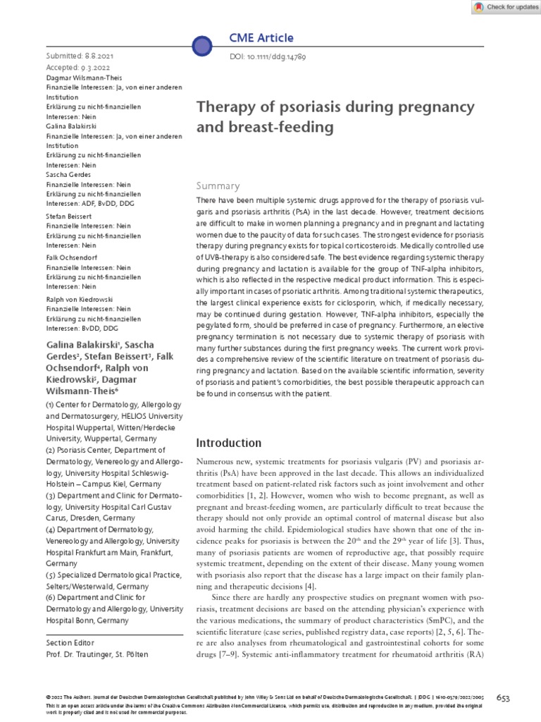 J Deutsche Derma Gesell 2022 Balakirski Therapy of Psoriasis