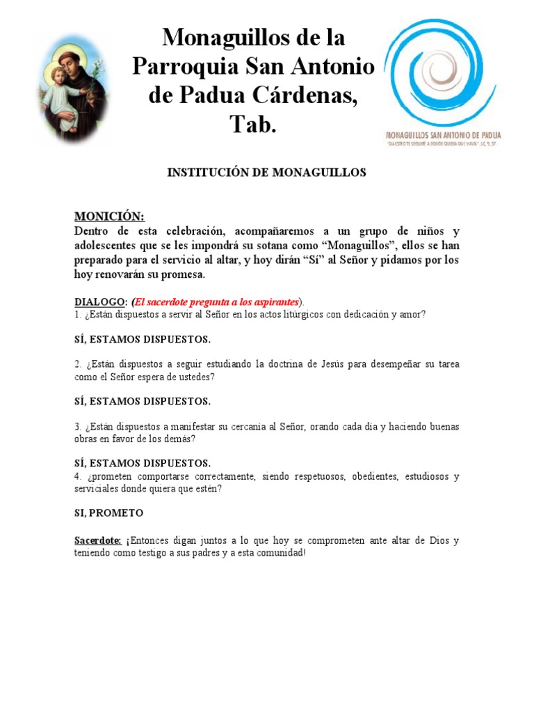 Institución De Monaguillos San Antonio De Padua Pdf María Madre De