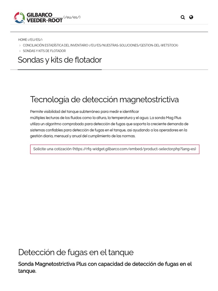 Sondas y kits de flotador _ Gilbarco Veeder-Root - Español | PDF | Agua ...