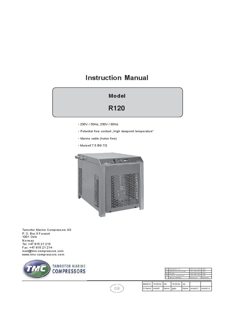 TMC R120 Air Dryer Instruction Manual | PDF | Clothes Dryer | Heat ...