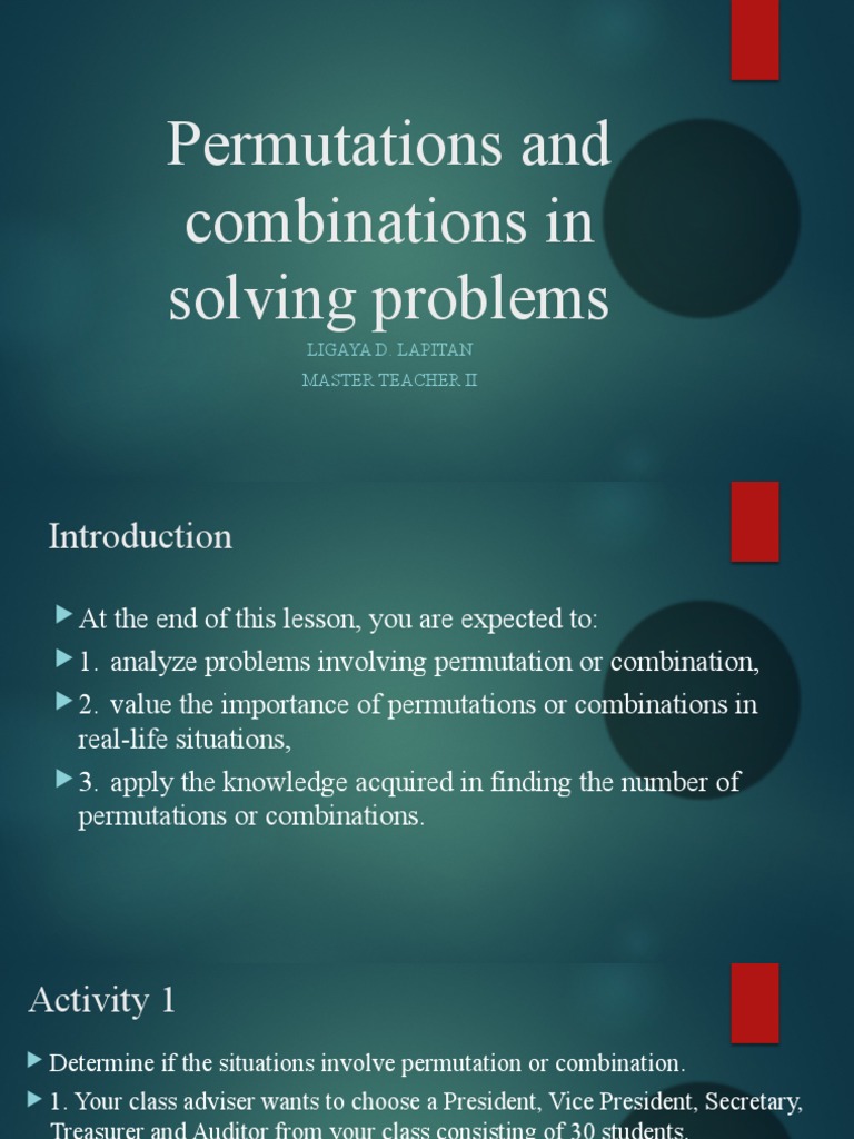 Permutations and Combinations in Solving Problems | PDF | Cyberbullying ...