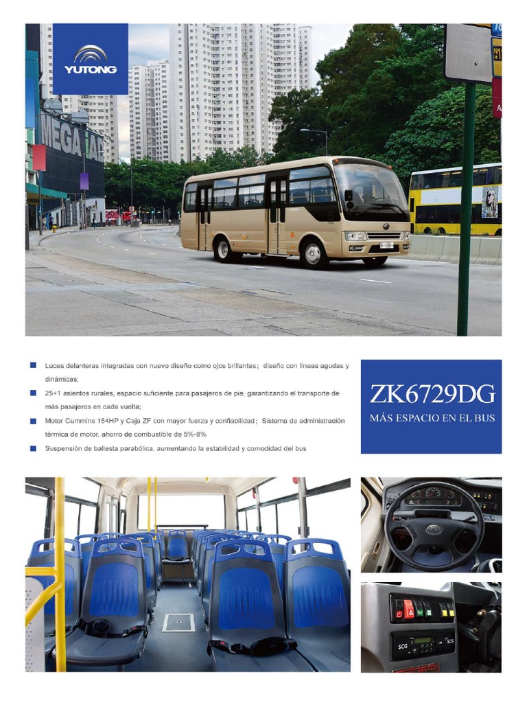 YUTONG BUS Modelo ZK6729DG Dos Puertas Brochure | PDF