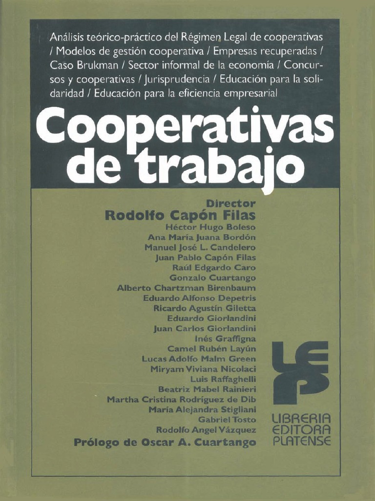 Cooperativas de Trabajo - Rodolfo Capon Filas | PDF | Tratado | Cooperativa