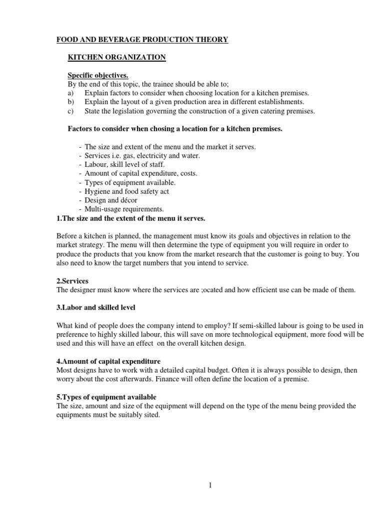 Food and Beverage Production Theory Manual PDF Knife Chef