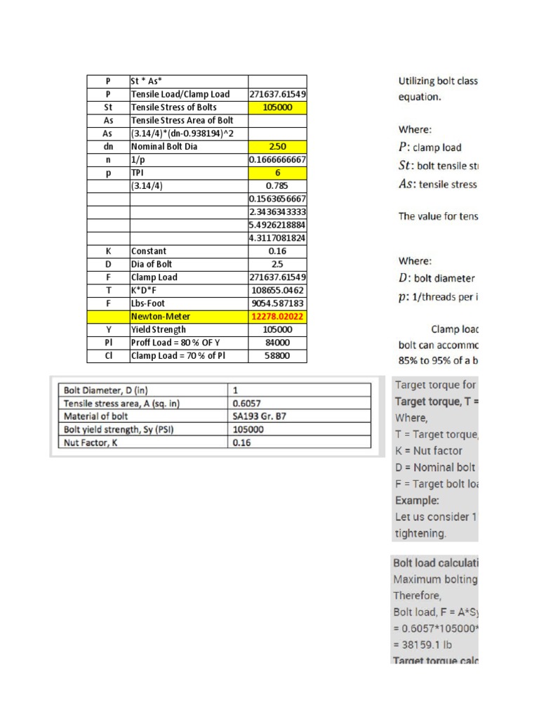 Bolt Torque Calculation PDF