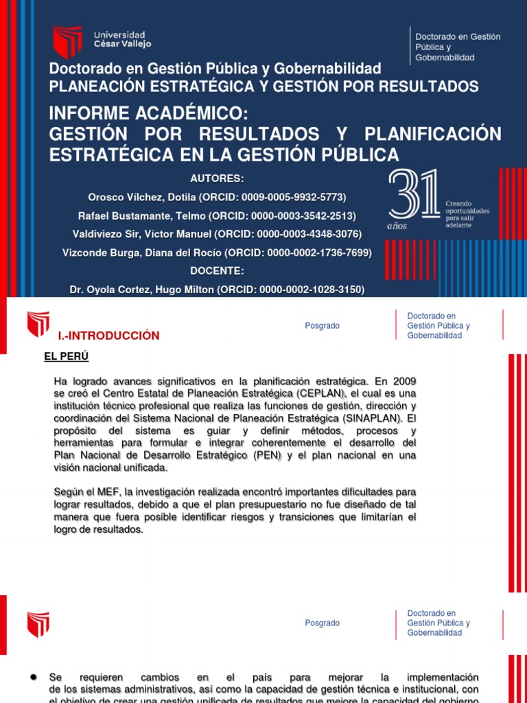 Gestión Por Resultados Y Planificación Estratégica En La Gestión